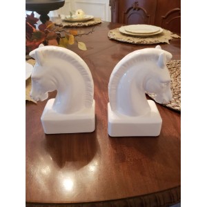 Ceramic Horse Head Bookend White Pair - 68153WHIT   123301654184